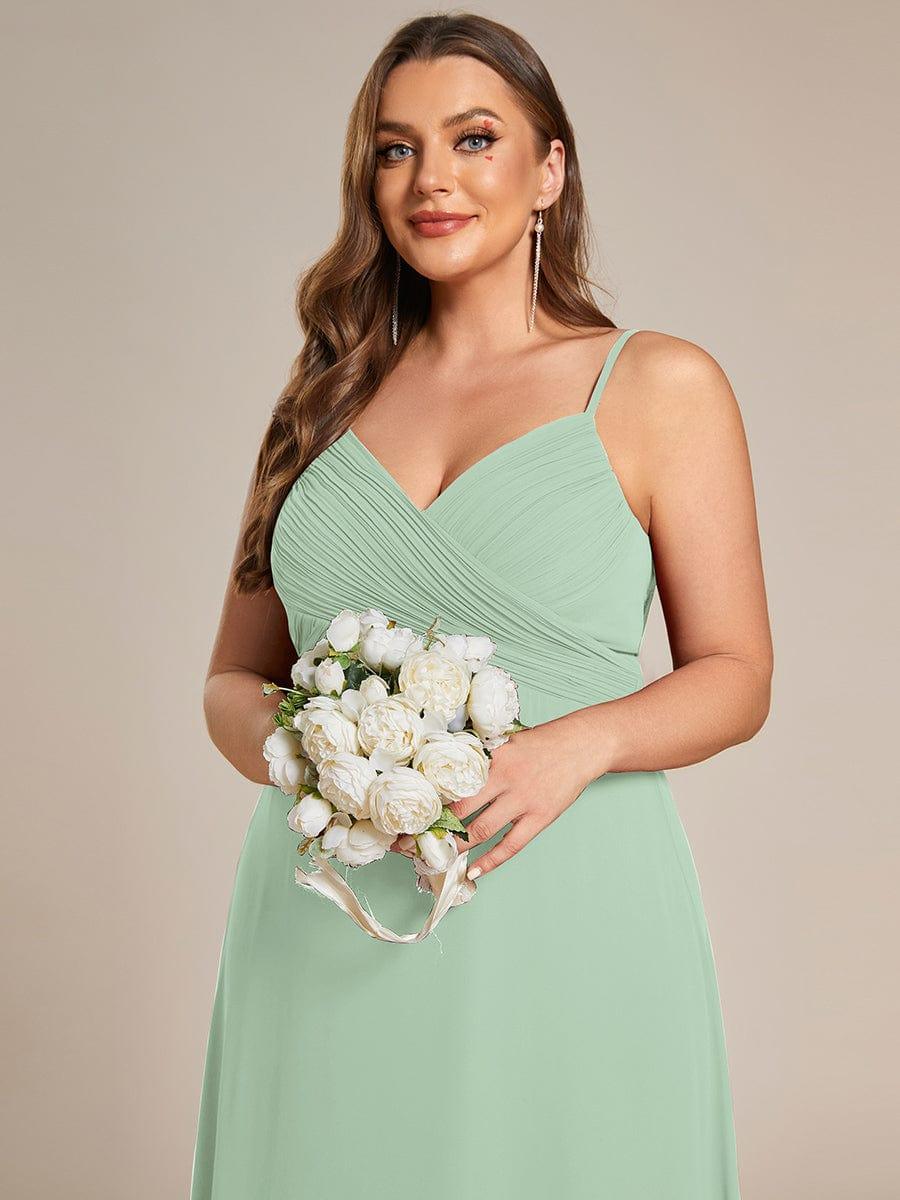 Romantic Plus Size Backless V-Neck Chiffon A-Line Dress with Spaghetti Straps