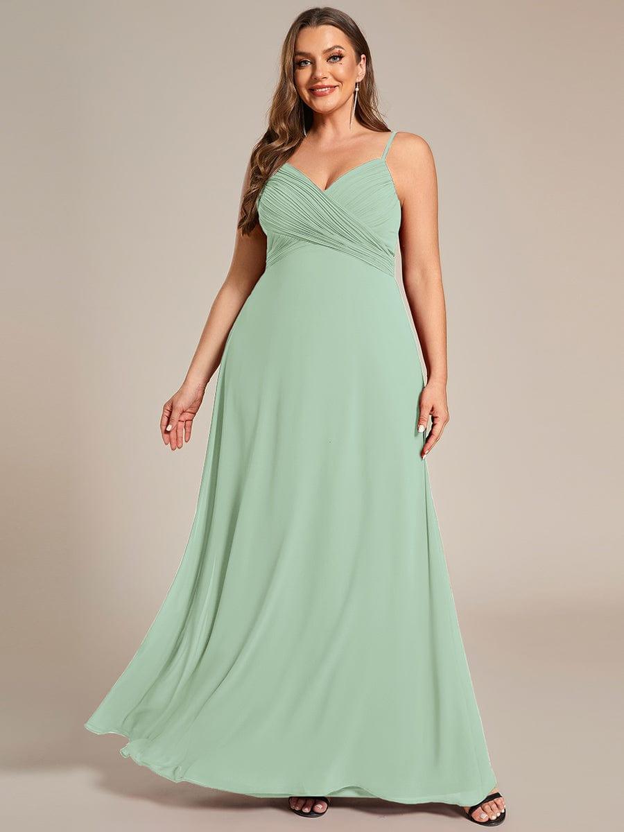 Romantic Plus Size Backless V-Neck Chiffon A-Line Dress with Spaghetti Straps