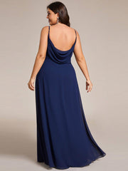 Romantic Plus Size Backless V-Neck Chiffon A-Line Dress with Spaghetti Straps