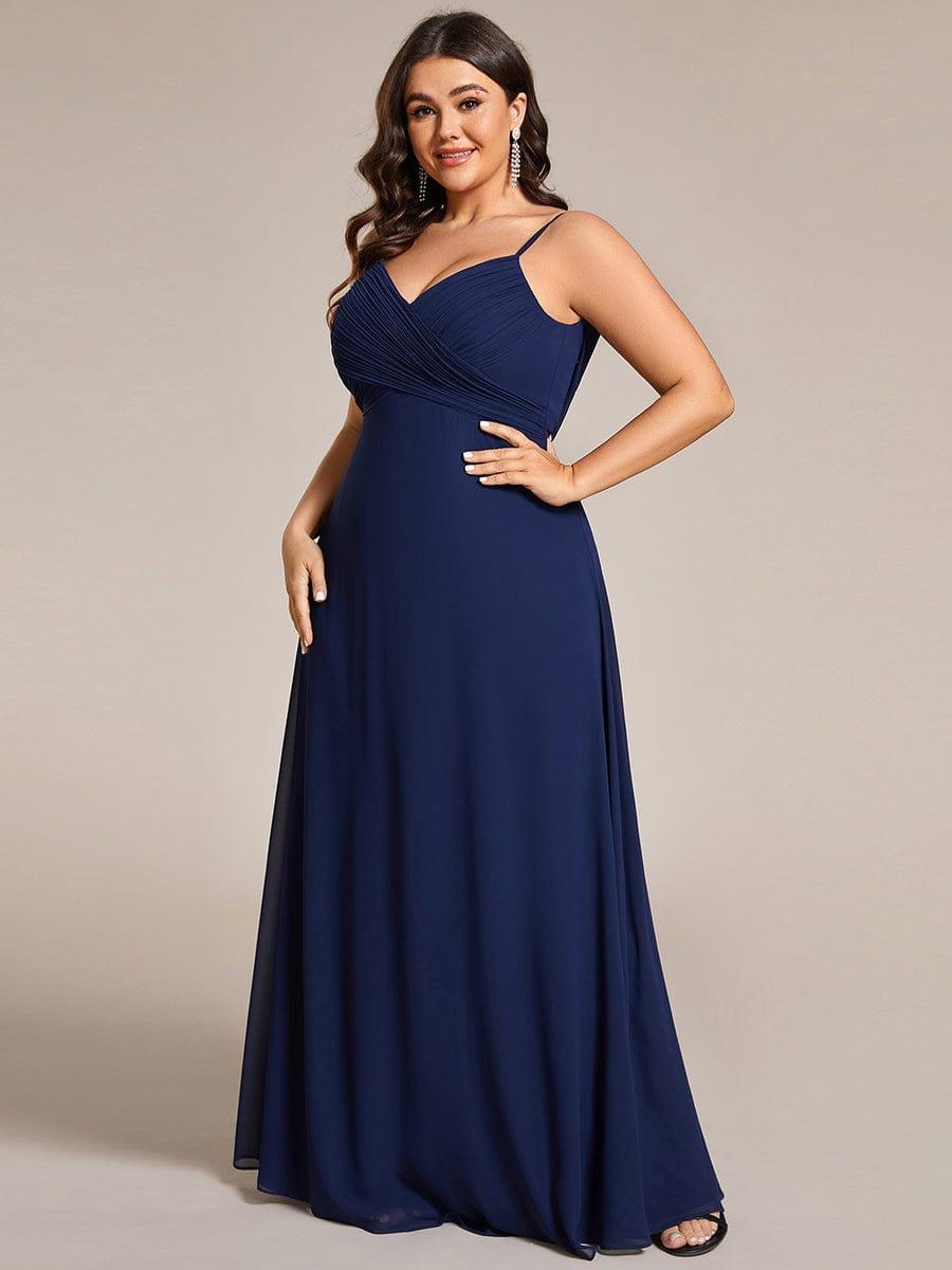 Romantic Plus Size Backless V-Neck Chiffon A-Line Dress with Spaghetti Straps
