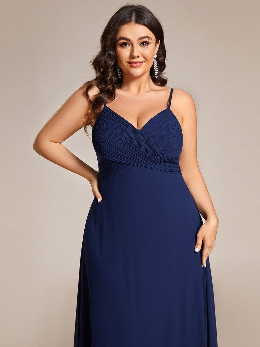 Romantic Plus Size Backless V-Neck Chiffon A-Line Dress with Spaghetti Straps