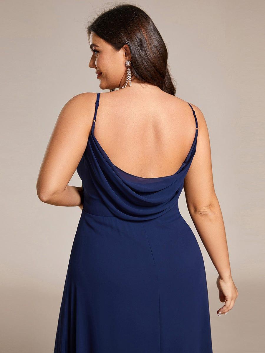 Romantic Plus Size Backless V-Neck Chiffon A-Line Dress with Spaghetti Straps