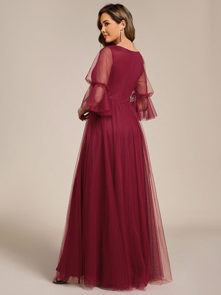 Elegant A-Line Long Sleeves Split Front Tulle Bridesmaid Dresses