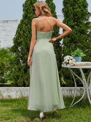 Dazzling Sleeveless Chiffon A-Line Bridesmaid Dress with Ruffles
