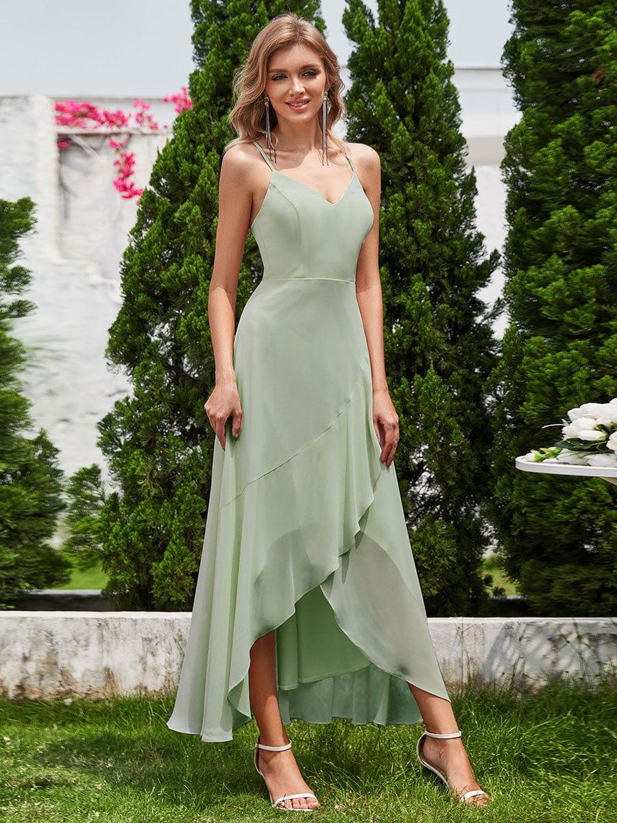 Dazzling Sleeveless Chiffon A-Line Bridesmaid Dress with Ruffles