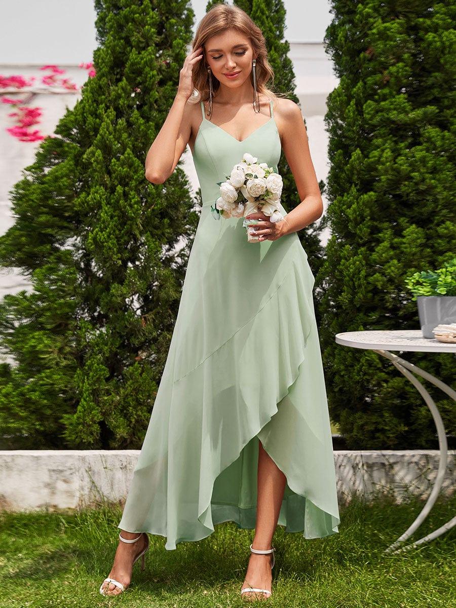 Dazzling Sleeveless Chiffon A-Line Bridesmaid Dress with Ruffles