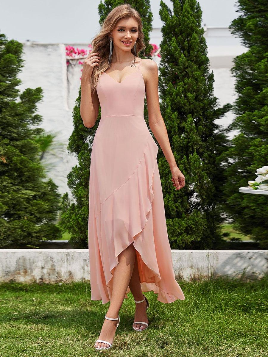 Dazzling Sleeveless Chiffon A-Line Bridesmaid Dress with Ruffles