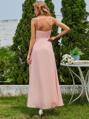 Dazzling Sleeveless Chiffon A-Line Bridesmaid Dress with Ruffles