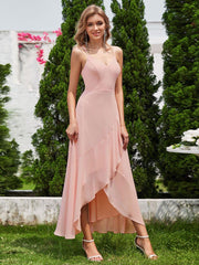 Dazzling Sleeveless Chiffon A-Line Bridesmaid Dress with Ruffles