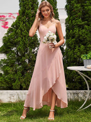 Dazzling Sleeveless Chiffon A-Line Bridesmaid Dress with Ruffles