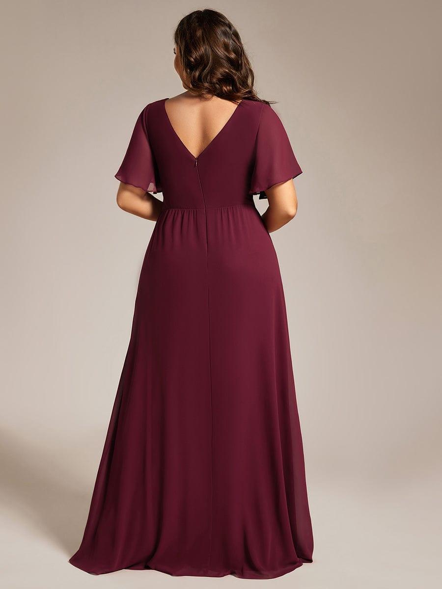Stunning Plus Size Empire V-Neck Chiffon Bridesmaid Dress with Slit