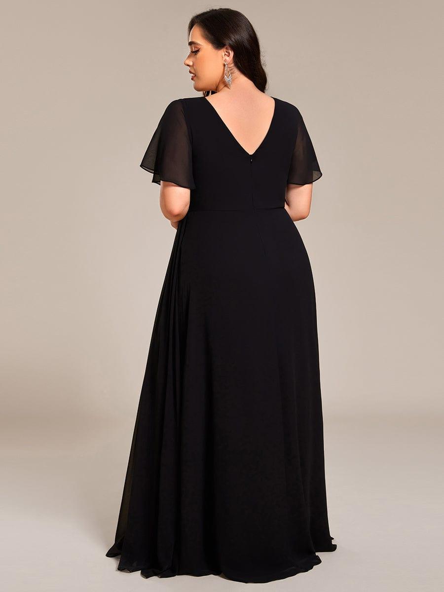 Stunning Plus Size Empire V-Neck Chiffon Bridesmaid Dress with Slit