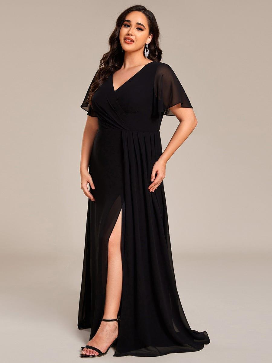 Stunning Plus Size Empire V-Neck Chiffon Bridesmaid Dress with Slit