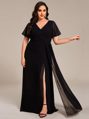 Stunning Plus Size Empire V-Neck Chiffon Bridesmaid Dress with Slit