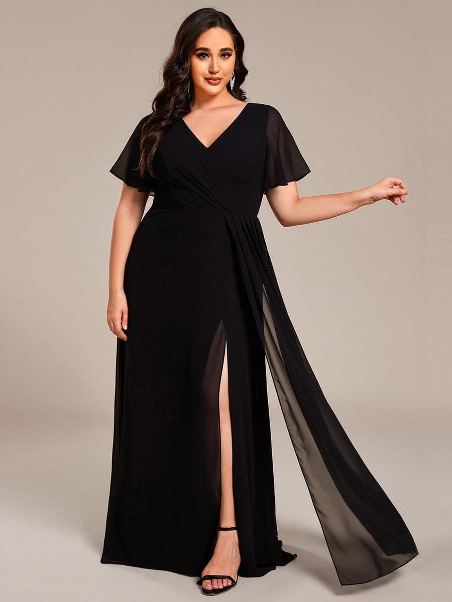 Stunning Plus Size Empire V-Neck Chiffon Bridesmaid Dress with Slit