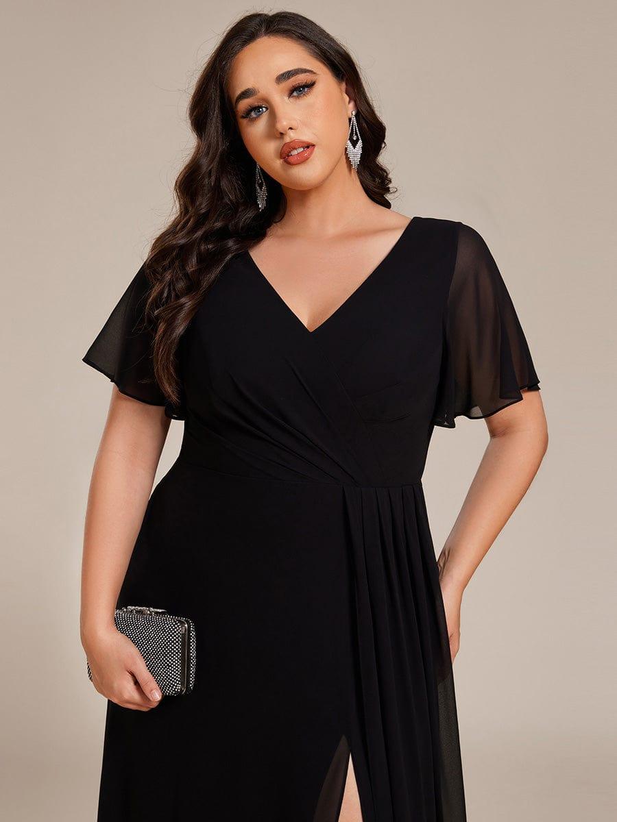 Stunning Plus Size Empire V-Neck Chiffon Bridesmaid Dress with Slit