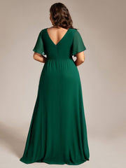Stunning Plus Size Empire V-Neck Chiffon Bridesmaid Dress with Slit