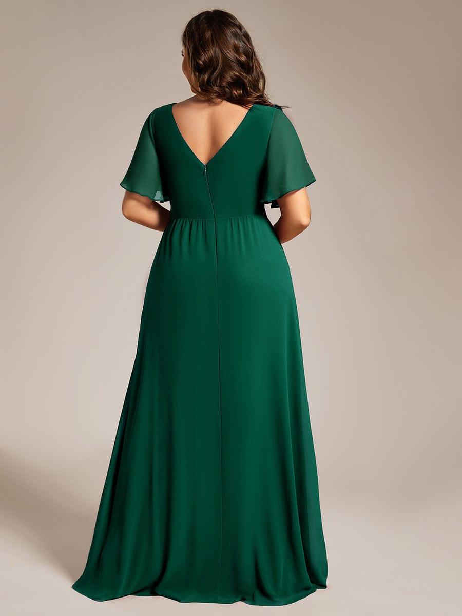 Stunning Plus Size Empire V-Neck Chiffon Bridesmaid Dress with Slit