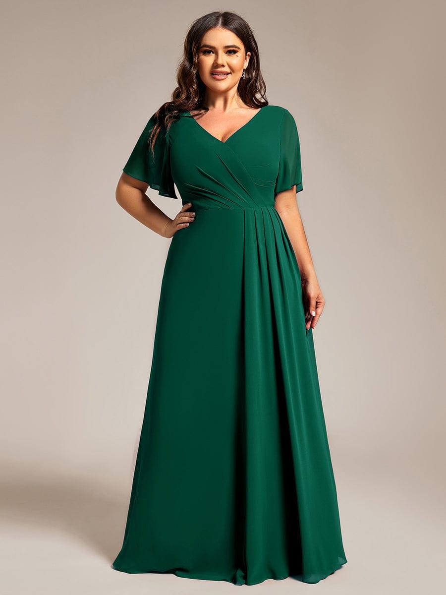 Stunning Plus Size Empire V-Neck Chiffon Bridesmaid Dress with Slit