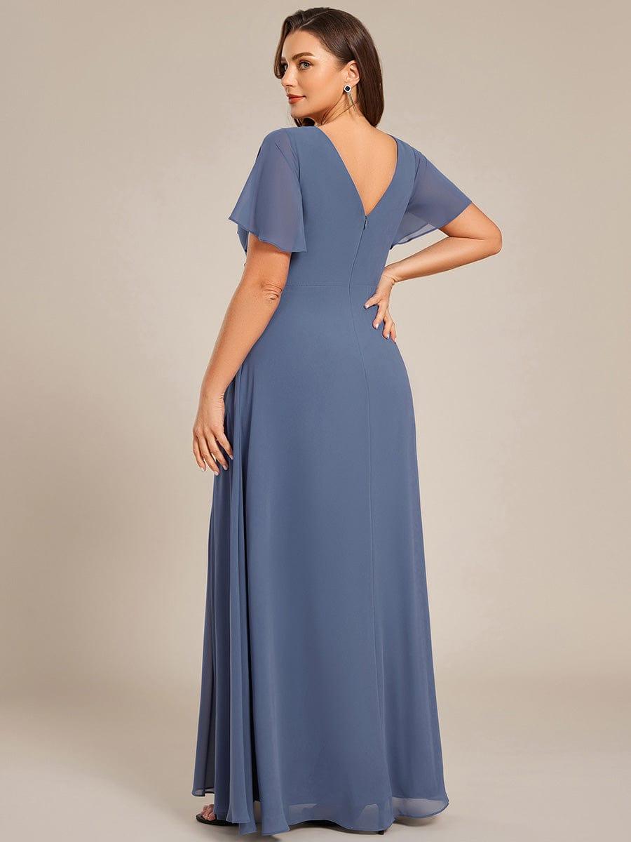 Stunning Plus Size Empire V-Neck Chiffon Bridesmaid Dress with Slit