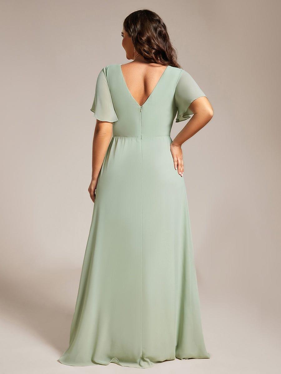 Stunning Plus Size Empire V-Neck Chiffon Bridesmaid Dress with Slit