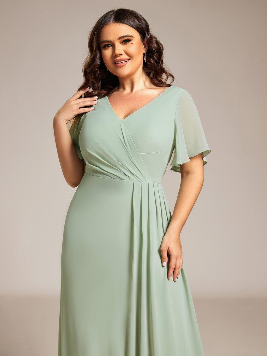 Stunning Plus Size Empire V-Neck Chiffon Bridesmaid Dress with Slit