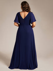Stunning Plus Size Empire V-Neck Chiffon Bridesmaid Dress with Slit