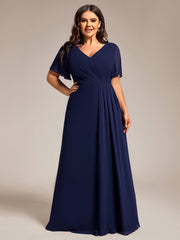 Stunning Plus Size Empire V-Neck Chiffon Bridesmaid Dress with Slit