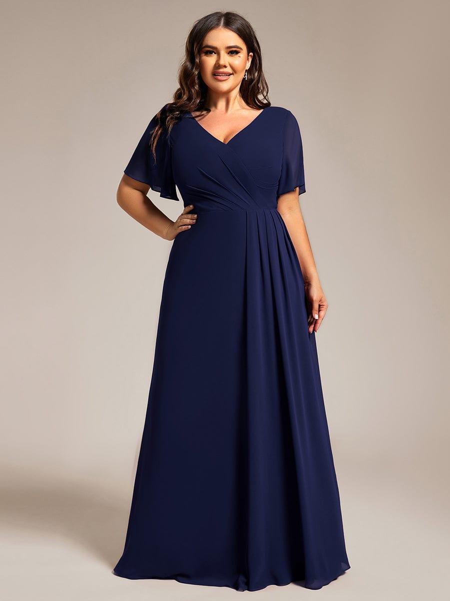 Stunning Plus Size Empire V-Neck Chiffon Bridesmaid Dress with Slit