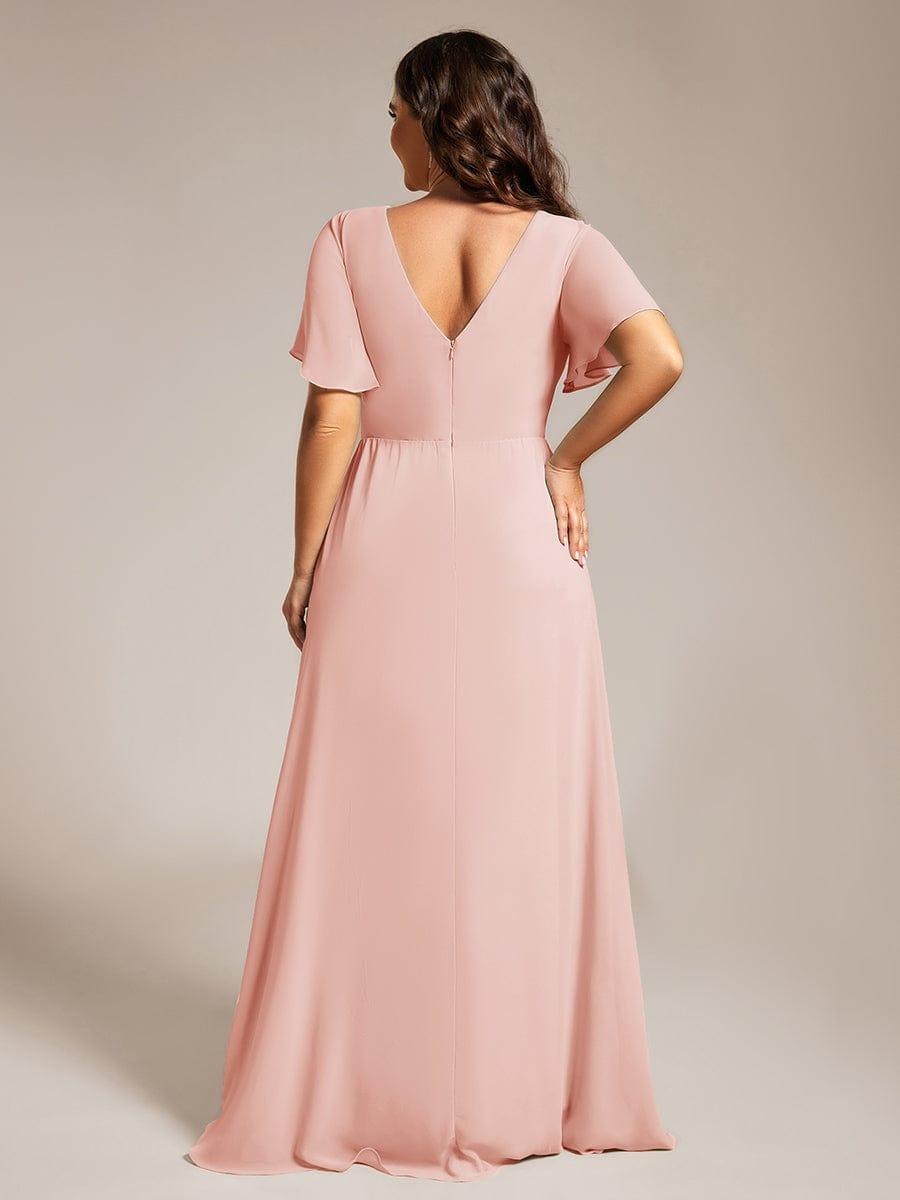 Stunning Plus Size Empire V-Neck Chiffon Bridesmaid Dress with Slit