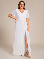 Stunning Plus Size Empire V-Neck Chiffon Bridesmaid Dress with Slit