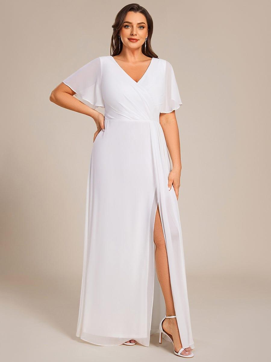 Stunning Plus Size Empire V-Neck Chiffon Bridesmaid Dress with Slit