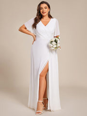 Stunning Plus Size Empire V-Neck Chiffon Bridesmaid Dress with Slit