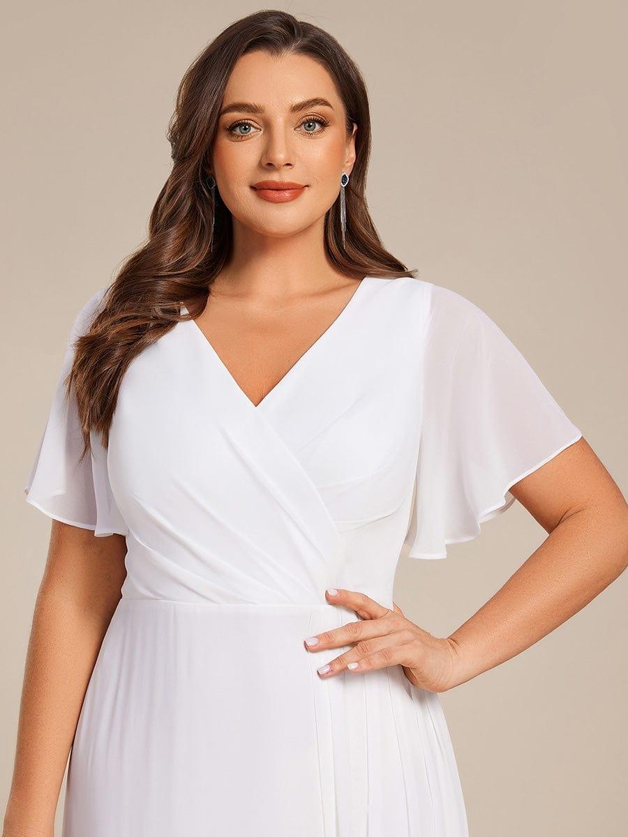 Stunning Plus Size Empire V-Neck Chiffon Bridesmaid Dress with Slit