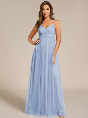 Stylish Criss Cross Straps V-Neck Tulle Bridesmaid Dress
