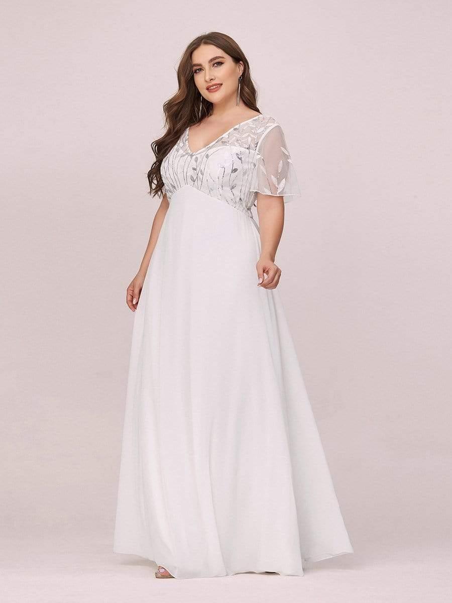 Graceful Sequin Deep V-Neck Evening Dresses with Sleeves