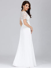 Graceful Sequin Deep V-Neck Evening Dresses with Sleeves