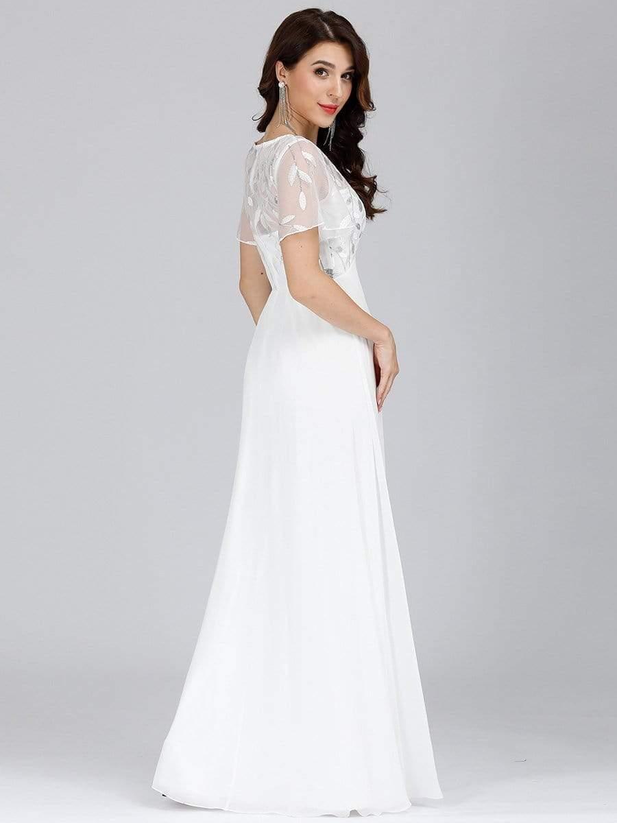 Graceful Sequin Deep V-Neck Evening Dresses with Sleeves