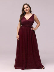 Trendy Plus Size V-Neck Floor-Length Evening Dresses