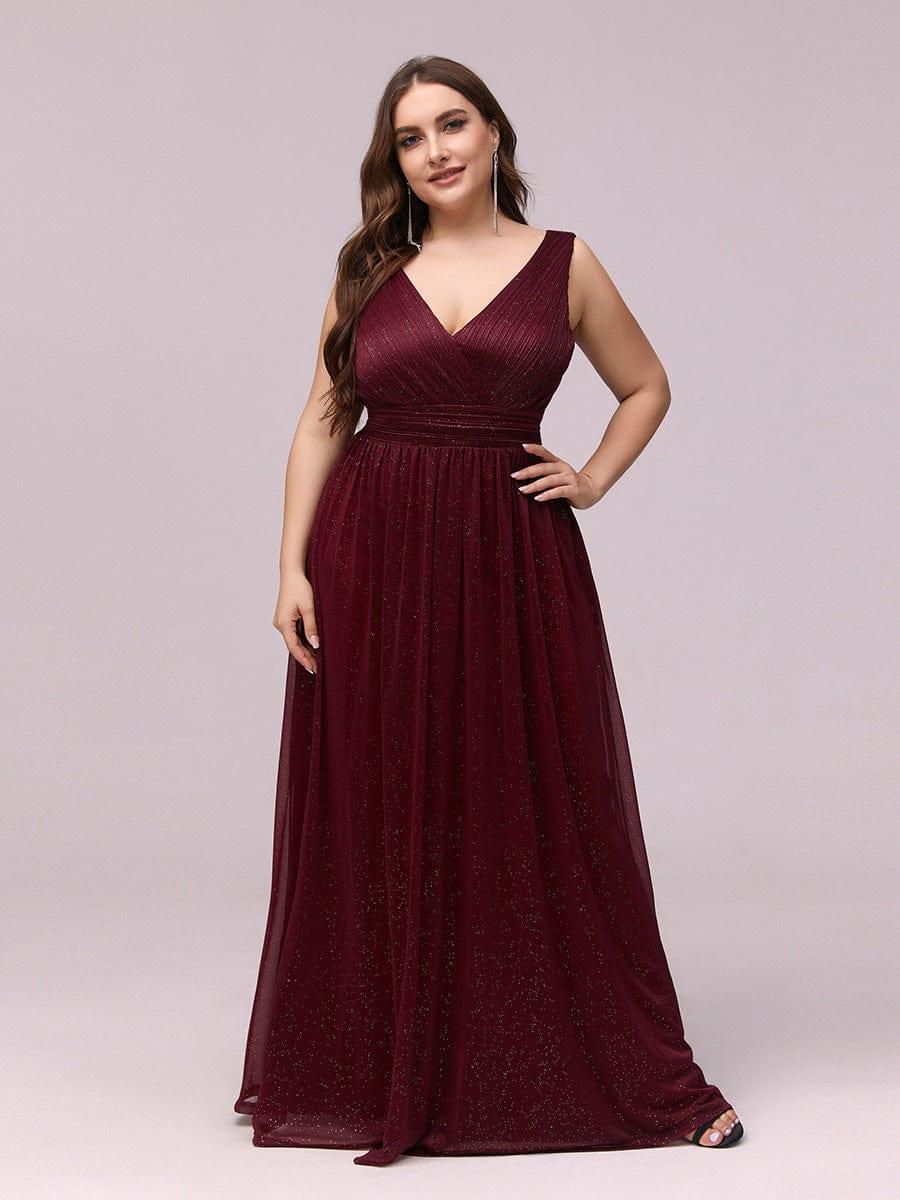 Trendy Plus Size V-Neck Floor-Length Evening Dresses