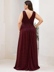 Bold V-Neck Floor-Length A-Line Tulle Evening Dresses for Party