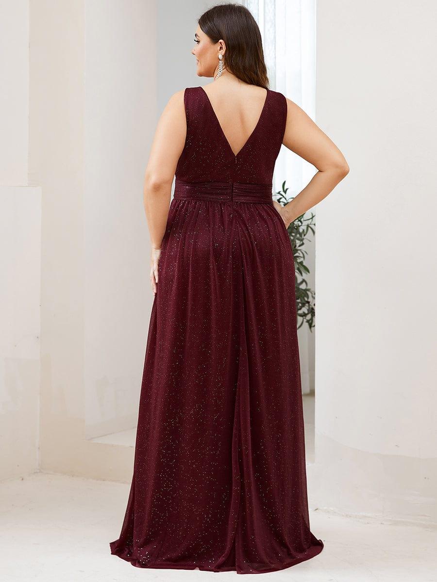 Bold V-Neck Floor-Length A-Line Tulle Evening Dresses for Party