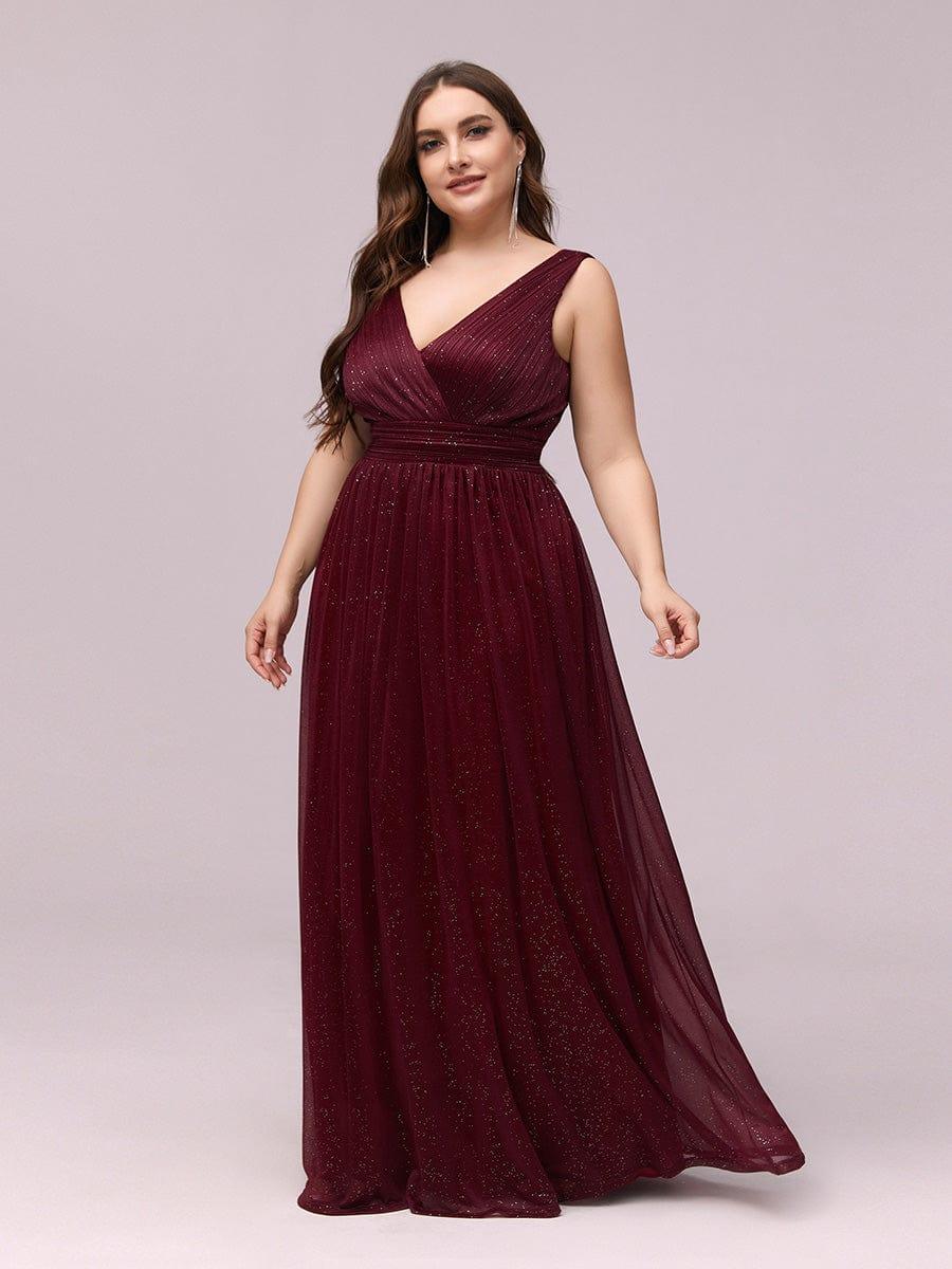 Trendy Plus Size V-Neck Floor-Length Evening Dresses