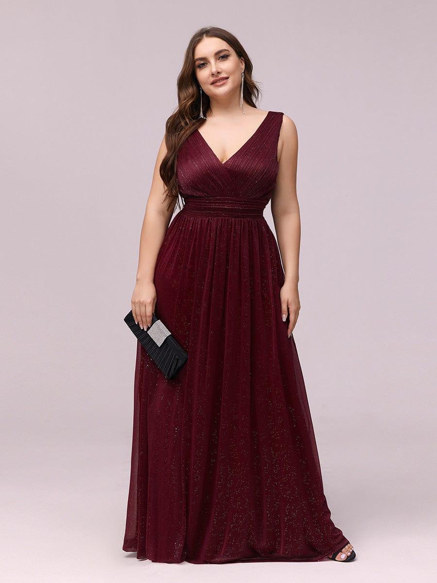 Trendy Plus Size V-Neck Floor-Length Evening Dresses