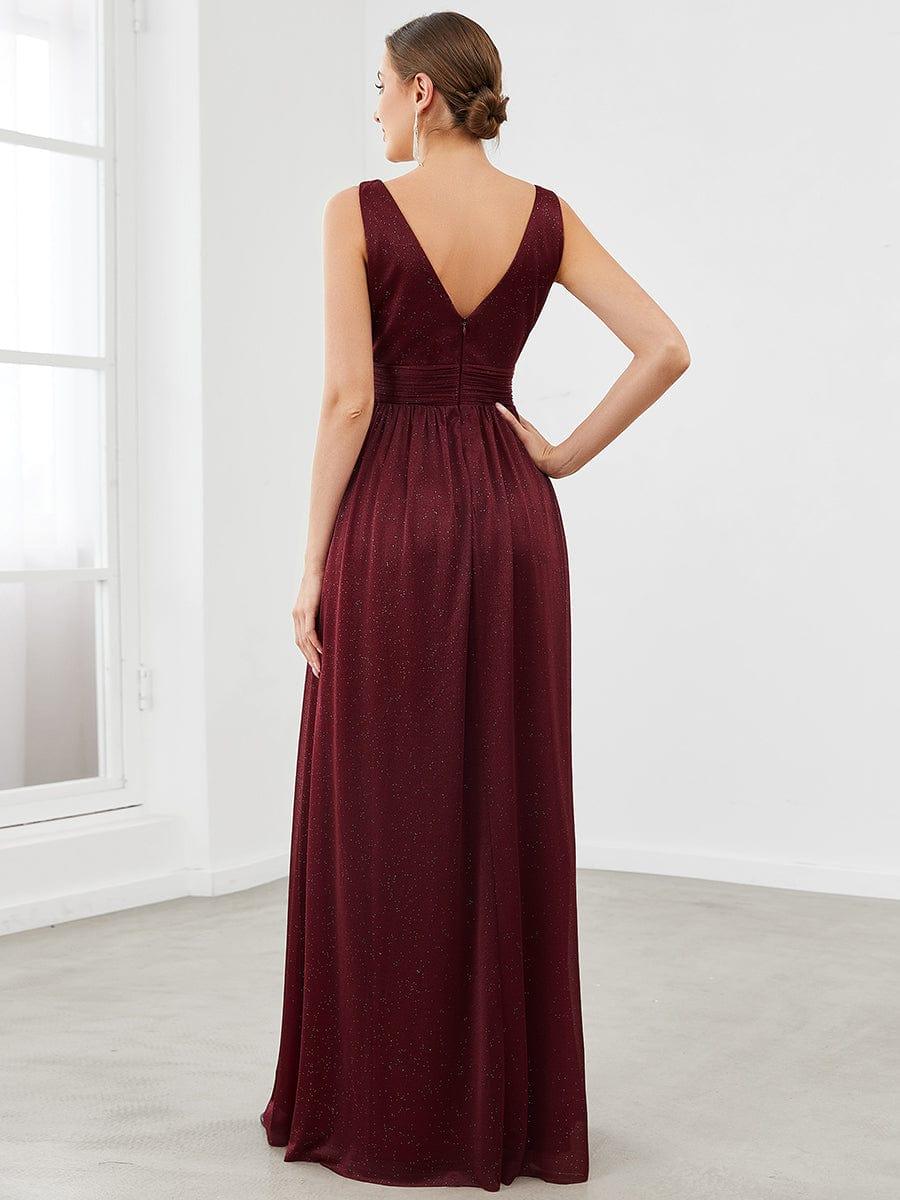Bold V-Neck Floor-Length A-Line Tulle Evening Dresses for Party
