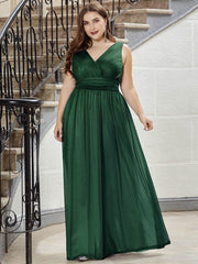 Trendy Plus Size V-Neck Floor-Length Evening Dresses