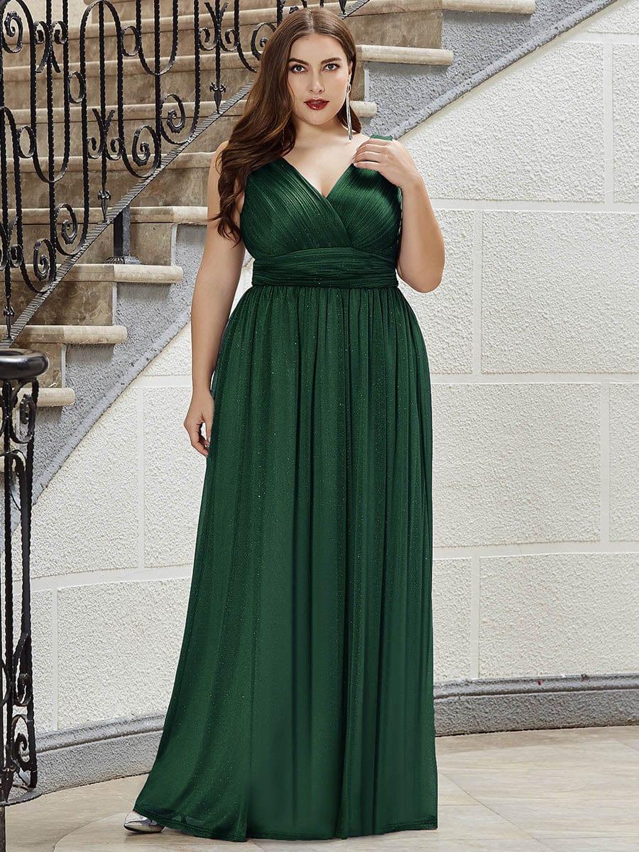 Trendy Plus Size V-Neck Floor-Length Evening Dresses