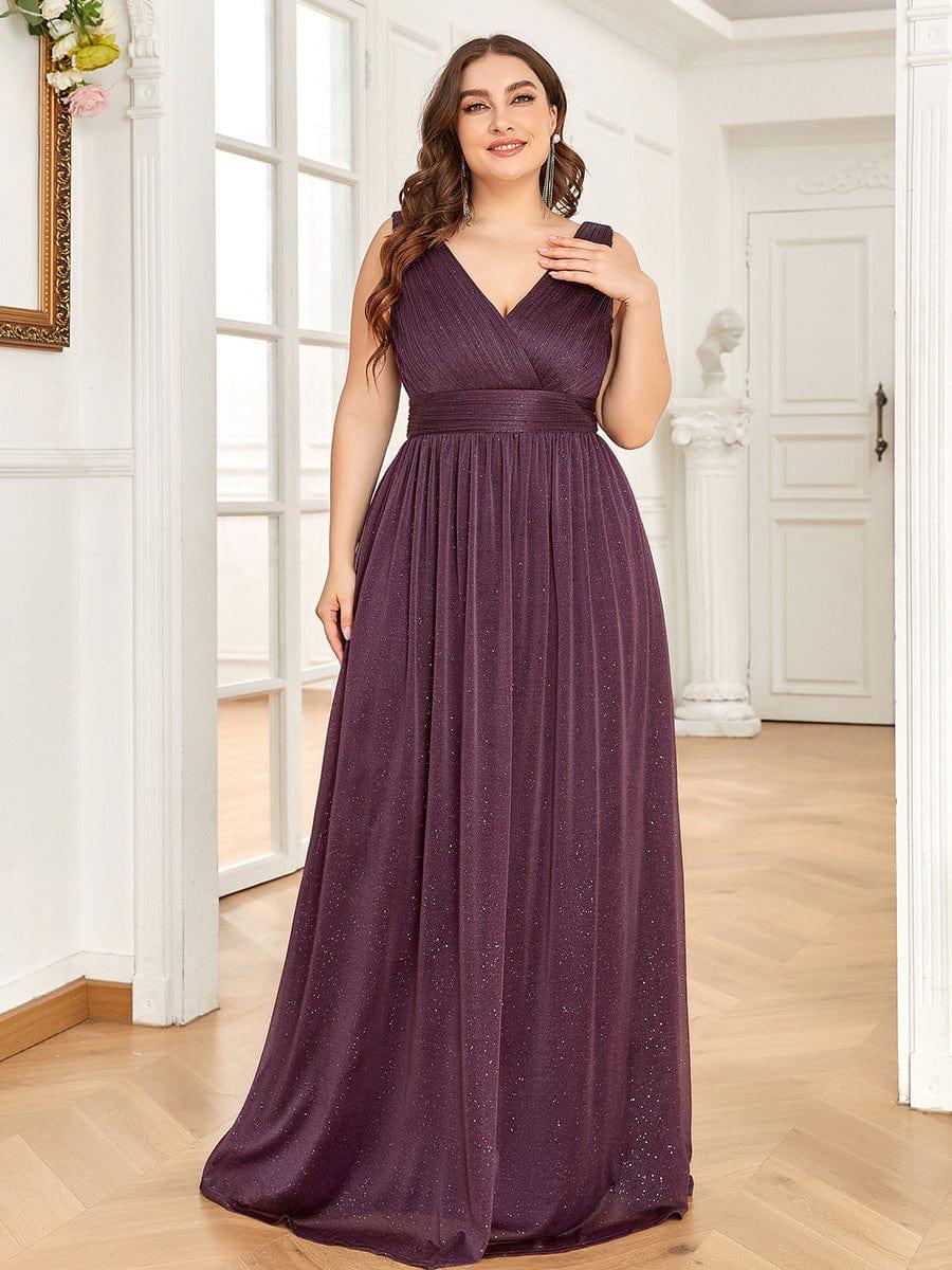 Trendy Plus Size V-Neck Floor-Length Evening Dresses
