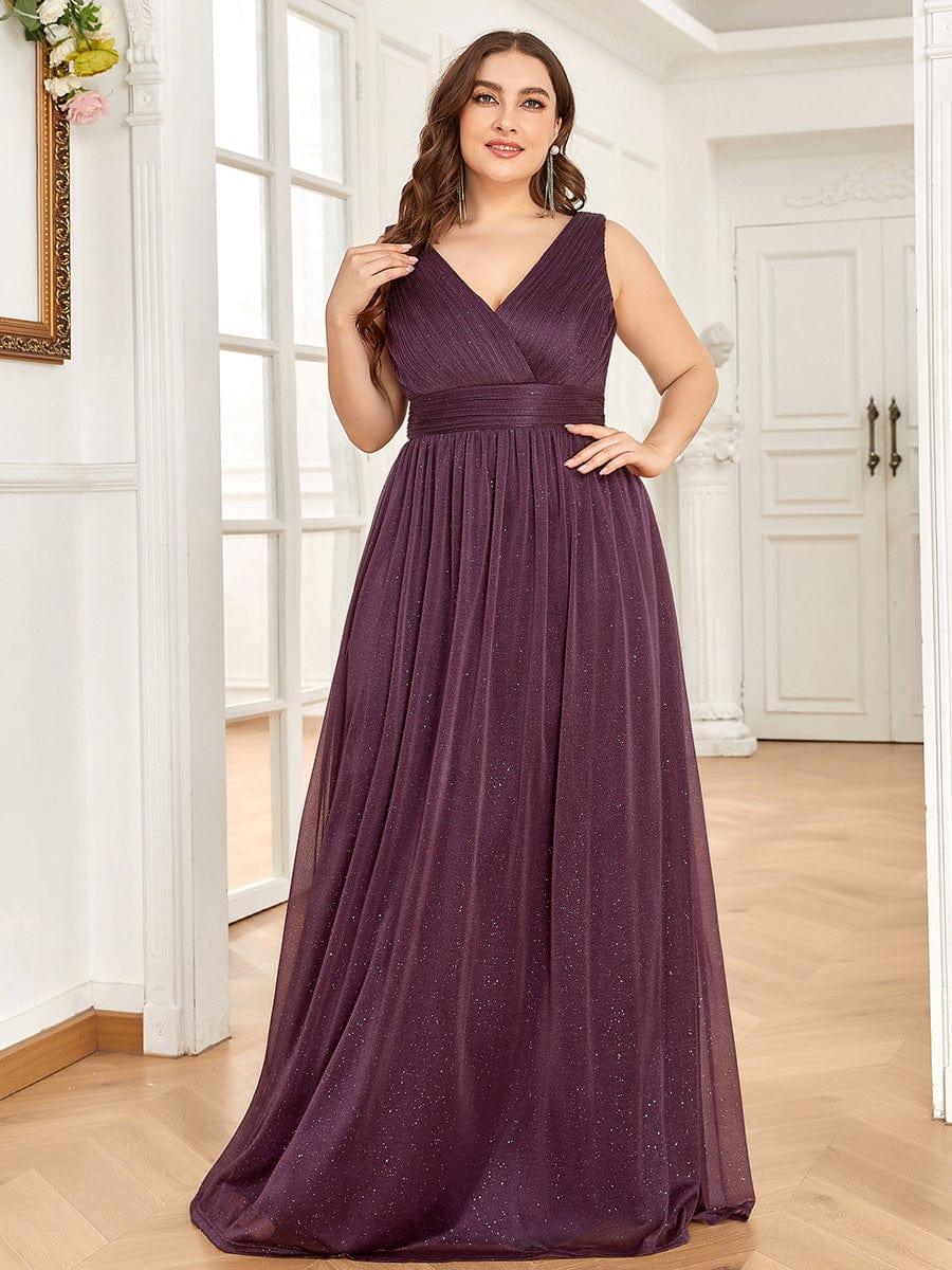 Trendy Plus Size V-Neck Floor-Length Evening Dresses