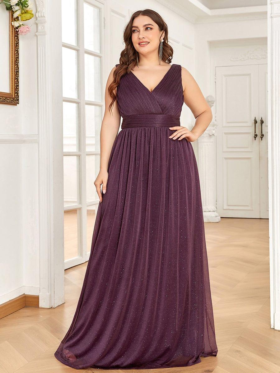 Trendy Plus Size V-Neck Floor-Length Evening Dresses